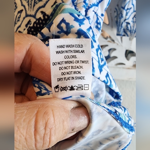 CABANA LIFE Palm Dessert UPF +50 Embroidered Rash Guard rouched SWIM Dress  MED - Picture 9 of 11